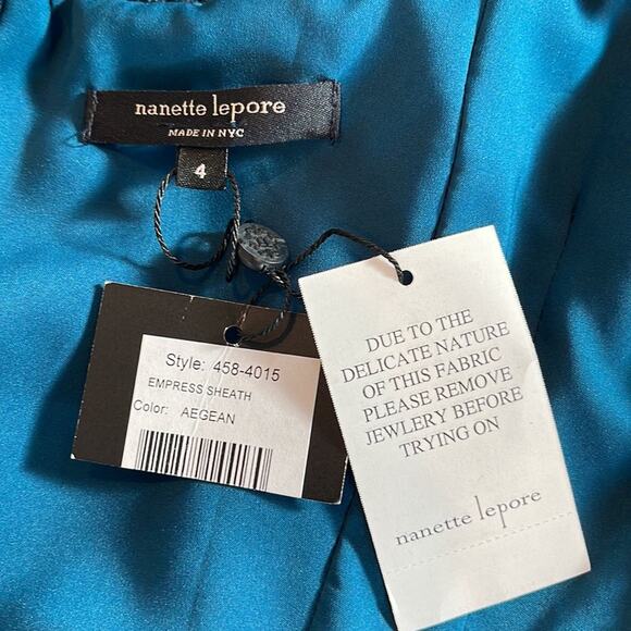 Nanette Lepore Empress Sheath Dress Lace Accent in Aegean Color Size 4 NWT - Picture 9 of 14